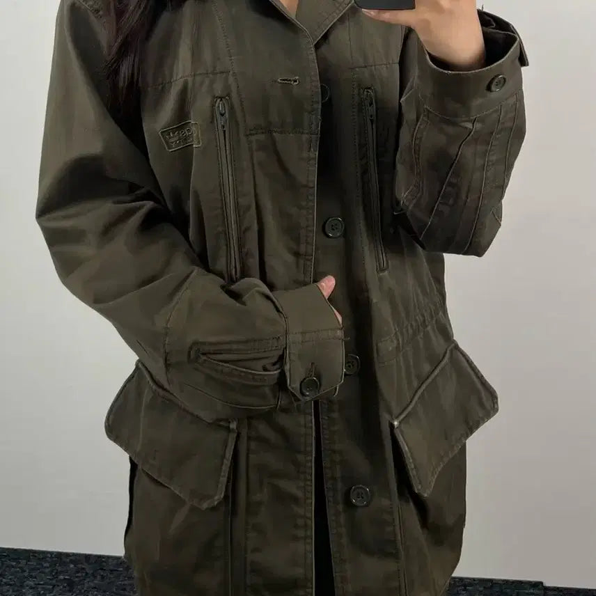 [BUNJANG] Adidas Khaki Field Jacket / 아디다스 카키 야상 자켓