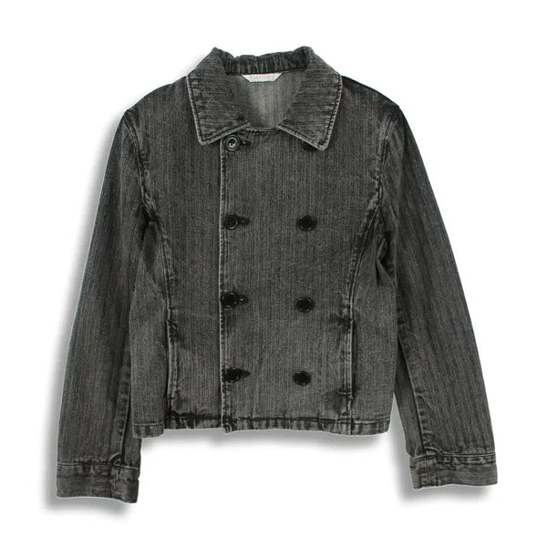[BUNJANG] Women's Cotton Double Button Crop Denim Jacket (M/L) / JAPAN (WOMEN - M/L) 코튼 더블 버튼 크롭 데님 자켓