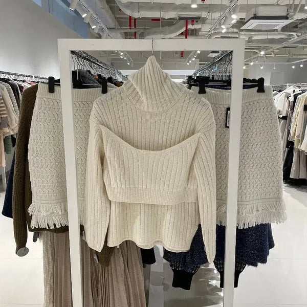 [BUNJANG] System Alpaca Bustier Turtleneck Knit / 시스템 알파카 뷔스티에 터틀넥 니트