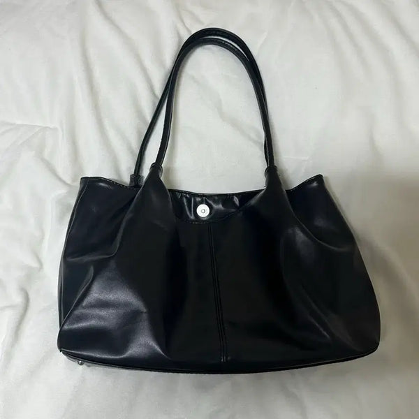 [BUNJANG] Leather Black Shoulder Bag / 레더 블랙 숄더백