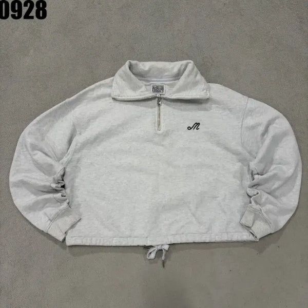 [BUNJANG] Marcelo Burlon Half-Zip Sweatshirt Light Grey S / 마르셀로불론 반집업 맨투맨 라이트 그레이 S