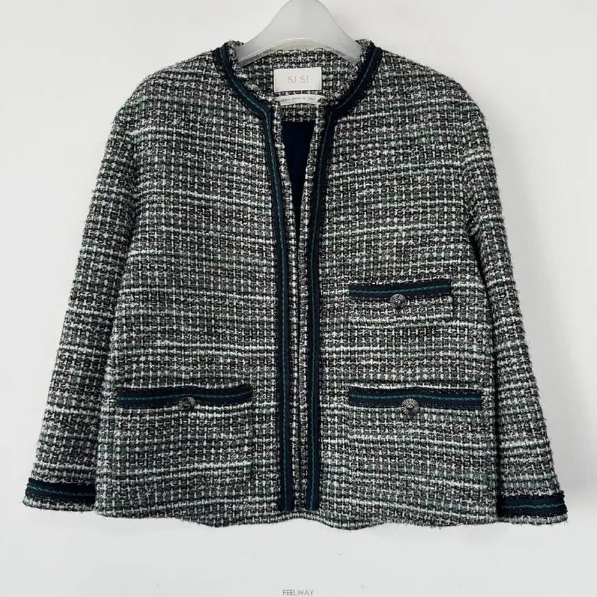 [BUNJANG] SJSJ Tweed No-Collar Jacket / SJSJ 노카라 트위드 자켓