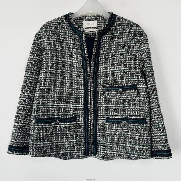 [BUNJANG] SJSJ Tweed No-Collar Jacket / SJSJ 노카라 트위드 자켓