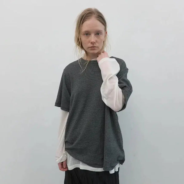 [BUNJANG] Nothing Everything Relaxed Stripe Tee - Black / 낫띵에브리띵 relaxed stripe tee in black