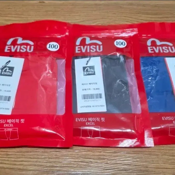 [BUNJANG] EVISU Basic Fit Briefs 3-Pack (Red/Black/Blue) / EVISU 베이직 핏 팬티 100 레드/블랙/블루 3종