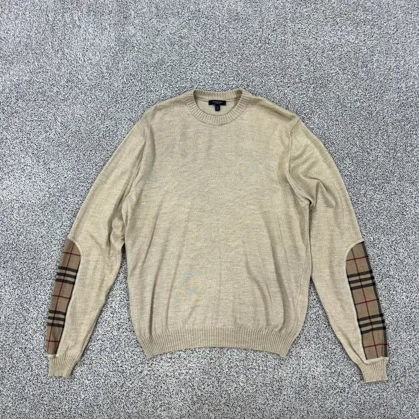 [BUNJANG] Burberry Nova Check Elbow Patch Wool Knit / 버버리 노바체크 엘보우패치 울니트