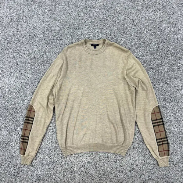[BUNJANG] Burberry Nova Check Elbow Patch Wool Knit / 버버리 노바체크 엘보우패치 울니트