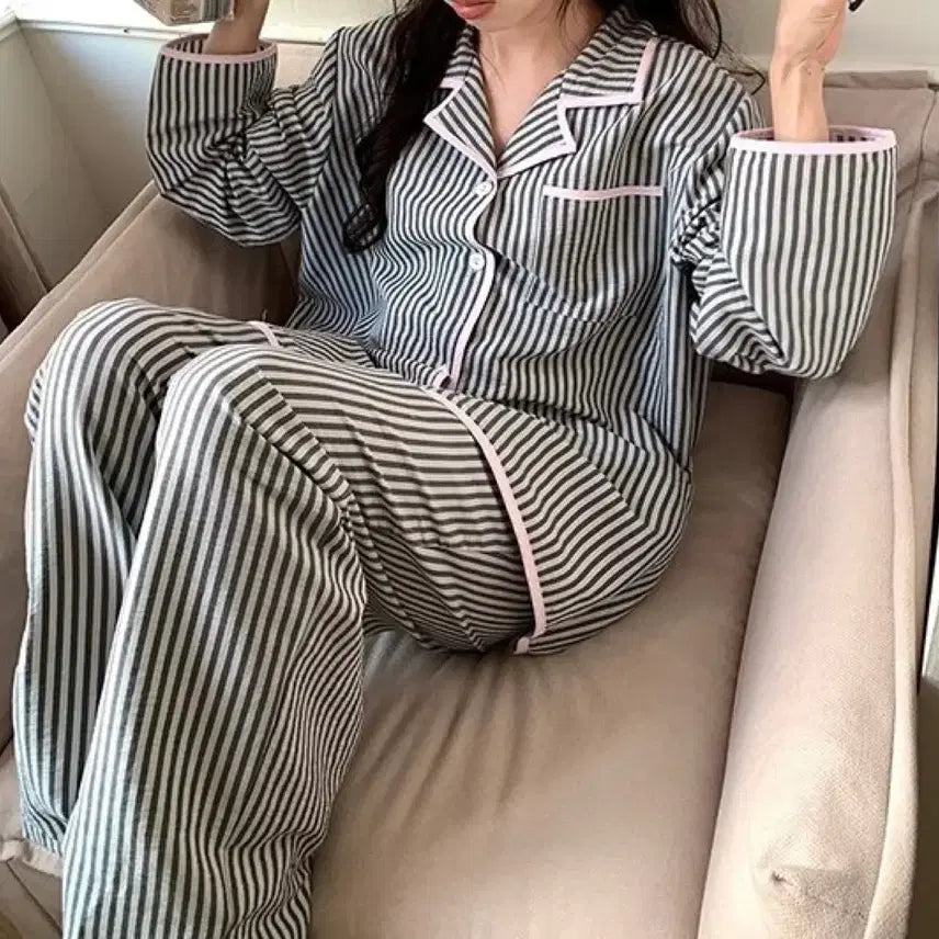 [BUNJANG] Stripe Pajama Set / 스트라이프 파자마 잠옷 세트