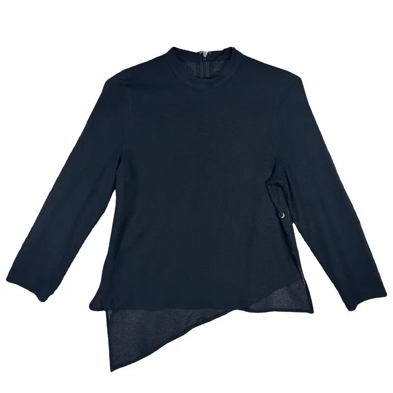 [BUNJANG] Sheer Black Asymmetrical Blouse / 시스루 블랙 언발란스 블라우스 [M]모던 시크 오피스룩 하객룩