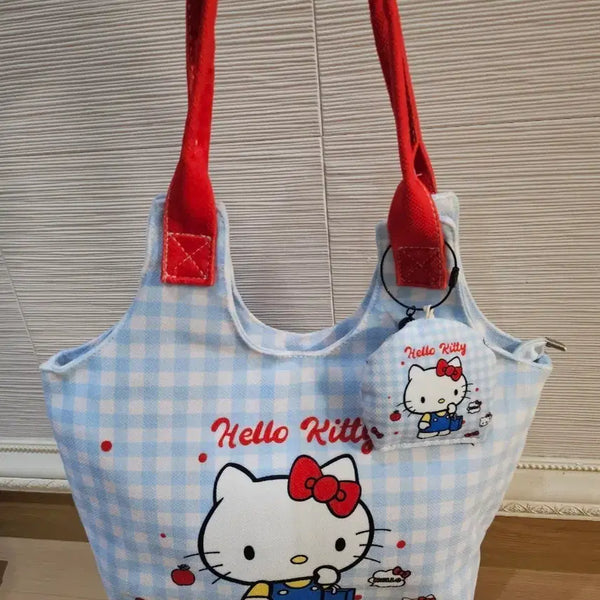 [BUNJANG] Hello Kitty Checkered Pattern Tote Bag / 헬로키티 체크 패턴 토트백