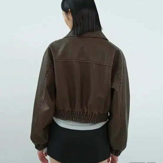 [BUNJANG] Qreety Brown Leather Jacket One Size / 큐리티 가죽자켓 브라운
