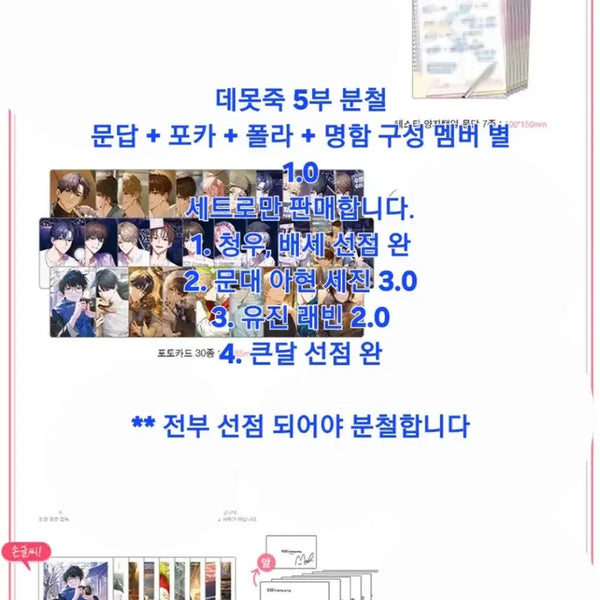 [BUNJANG] Demoze Part 5 Testa Member Split Set / (유진/래빈 남음) 데못죽 5부 테스타 멤버 별 분철