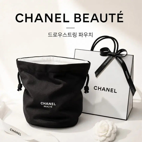 [BUNJANG] Chanel Beauty Drawstring Pouch Black / 샤넬 뷰티 드로스트링 파우치 블랙