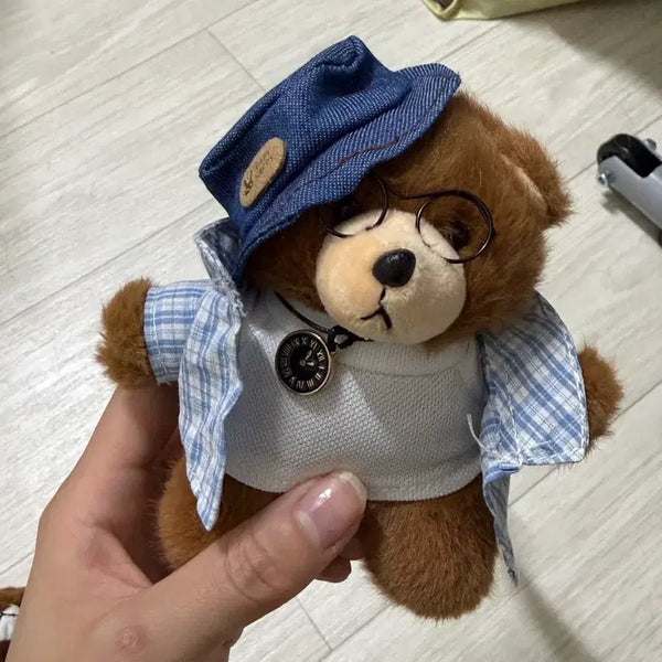 [BUNJANG] Bear with Glasses Plush Keychain / 안경 쓴 곰돌이 인형 키링