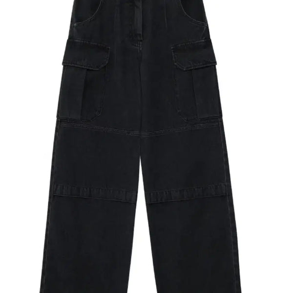 [BUNJANG] Utility Cargo Wide Denim Pants (Grey) / 유틸리티 카고 와이드 데님 팬츠 (그레이)