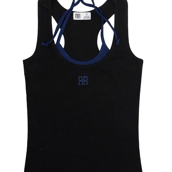 [BUNJANG] Halter Neck Layered Sleeveless - Black / Halter Neck Layerd Sleeveless - Black
