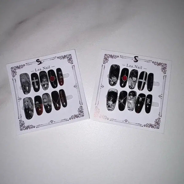 [BUNJANG] Death Note Concept Nail Tips (Misa, L) - Size S / 데스노트 네일팁 s(미사,L)