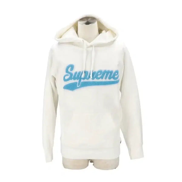 [BUNJANG] Supreme 15FW Chenille Script Hooded Sweatshirt White / 슈프림 15fw 셔닐 스크립트 후드