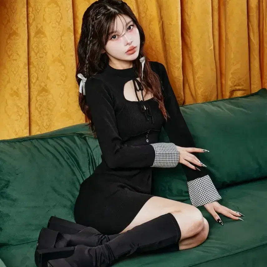[BUNJANG] Darich Front Open Knit Mini Dress / Darich 다리치 프론트 오픈 니트 미니 원피스 스나계 걸리