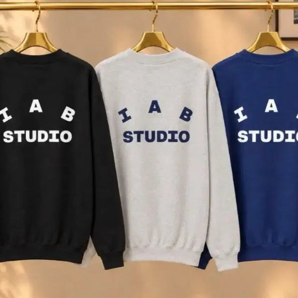 [BUNJANG] iab studio Unisex Lightly Brushed Sweatshirt Black/Grey/Navy / 남녀공용) 아이앱 스튜디오 약기모 맨투맨 블랙/그레이/네이비