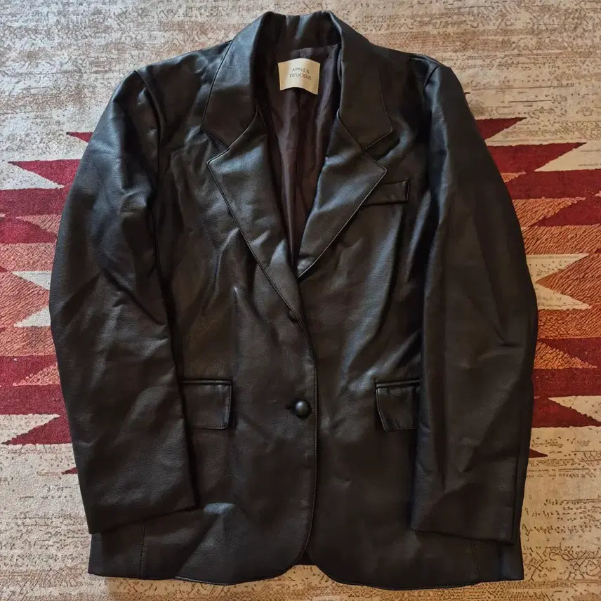 [BUNJANG] APPLE DELICIOUS Black Leather Jacket M (95) / APPLE DELICIOUS 애플 앤딜리셔스 블랙 레더 가죽자켓 M(95)