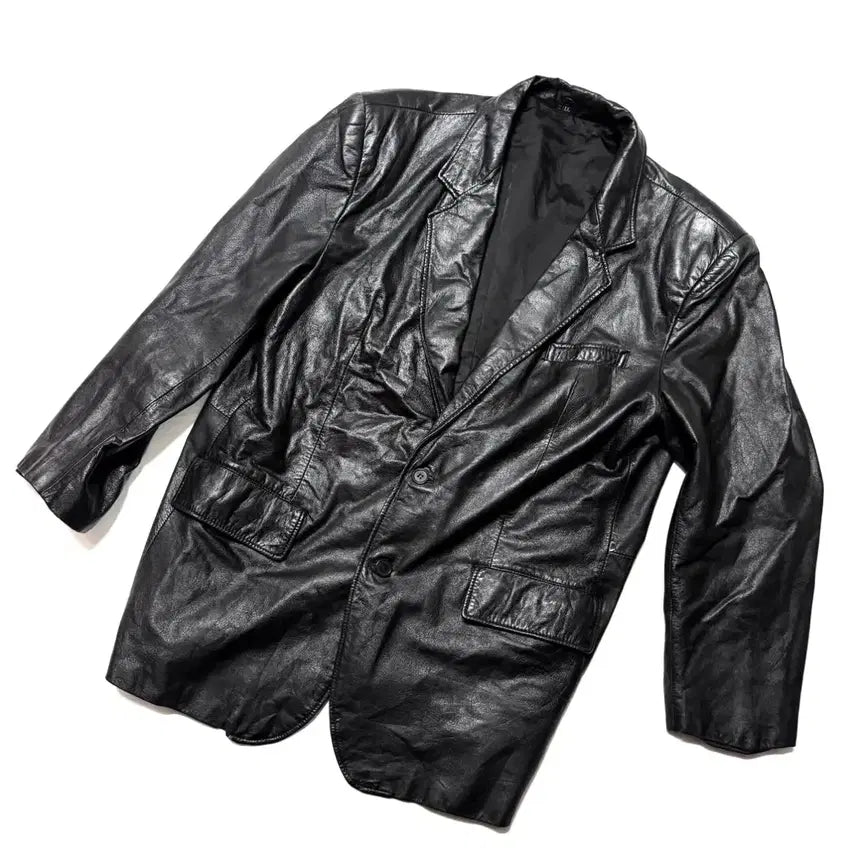 [BUNJANG] Genuine Leather Tailored Blazer / 레더 블레이저