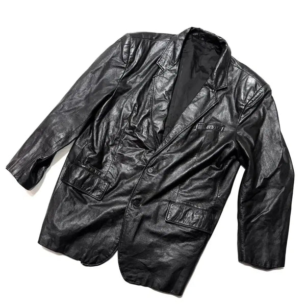 [BUNJANG] Genuine Leather Tailored Blazer / 레더 블레이저