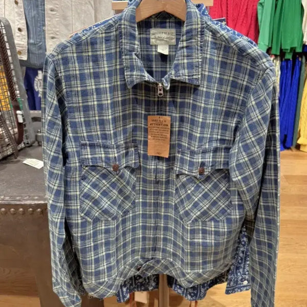[BUNJANG] RRL Indigo Check Linen Cotton Jacket / 택채새상품] RRL 인디고 체크 리넨 코튼 재킷