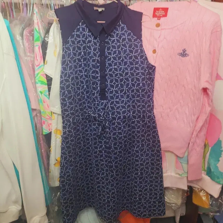 [BUNJANG] Imported US Brand M Size Navy Patterned Dress / 수입 미국브랜드M