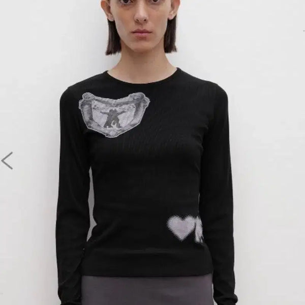 [BUNJANG] Open YY Long Sleeve Top Black / 오픈와이와이 긴팔 상의