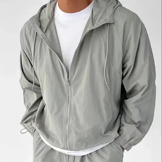 [BUNJANG] Ozshell Hooded Windbreaker Jumper Grey / 오즈쉘 후드 바람막이 점퍼 그레이