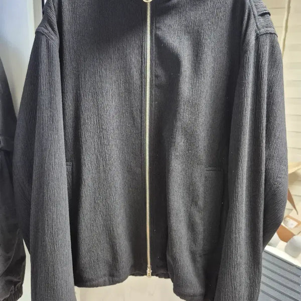 [BUNJANG] Solid Homme 24SS Wrinkle Zip-Up Jacket Black / 솔리드옴므 24ss 크링클 집업자켓 블랙 50