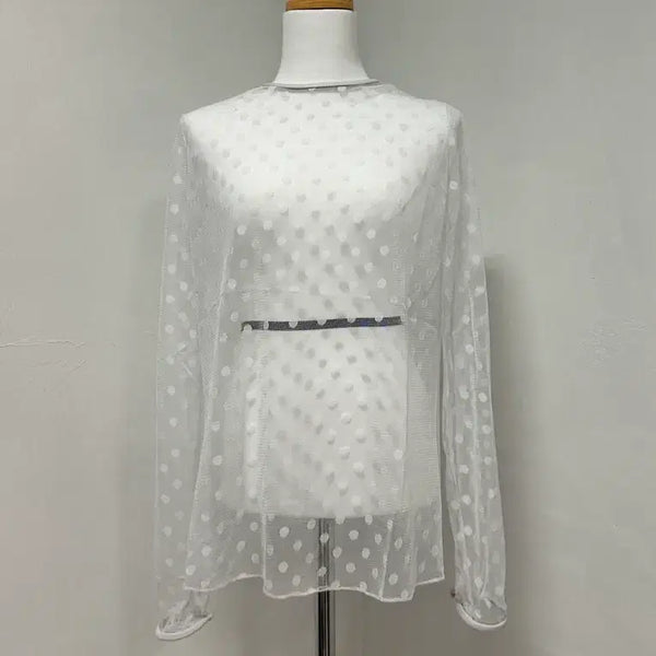 [BUNJANG] Thomas Wylde White Dot See-Through Mesh Ramskin Sleeve S New Arrival / 토마스 와일드 화이트 도트 시스루 메시 램스킨 슬리브 S 새상품
