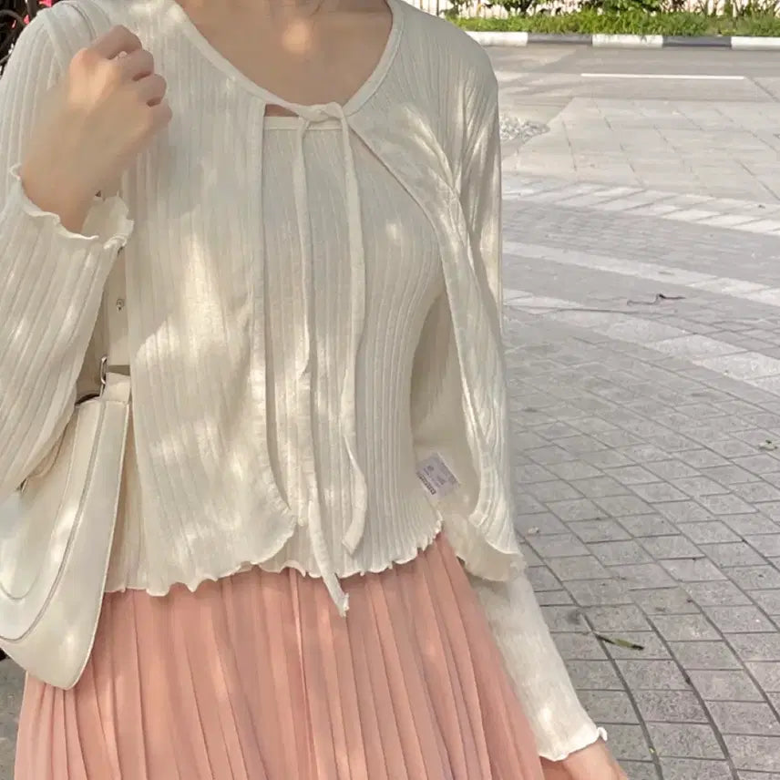 [BUNJANG] Rirri & Co. Sleeveless Cardigan Set / 리리앤코 나시 가디건 세트 지그재그 에이블리 가을