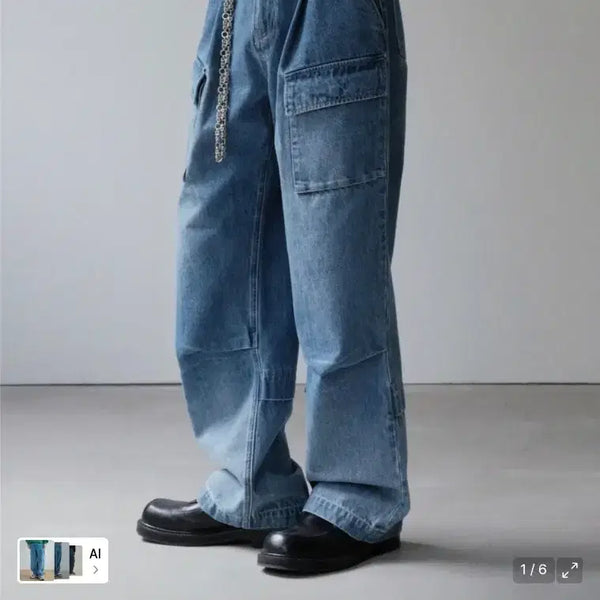 [BUNJANG] Minav Cargo Denim Pants Blue / 미나브 카고 데님 팬츠 블루