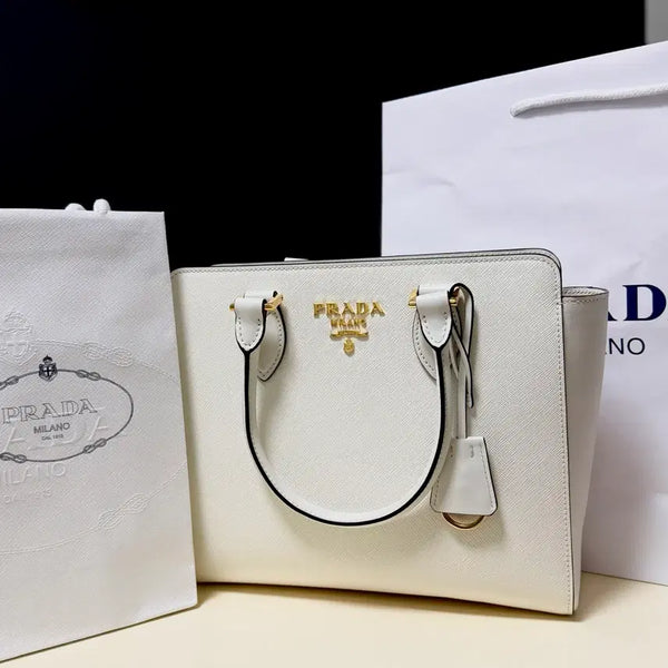 [BUNJANG] Prada Saffiano Leather Tote Bag White / 프라다 사피아노 토트백 화이트