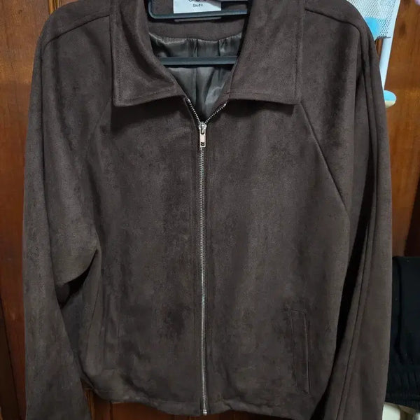 [BUNJANG] Brown Suede Blouson Jacket / 브라운 블루종 스웨이드 자켓