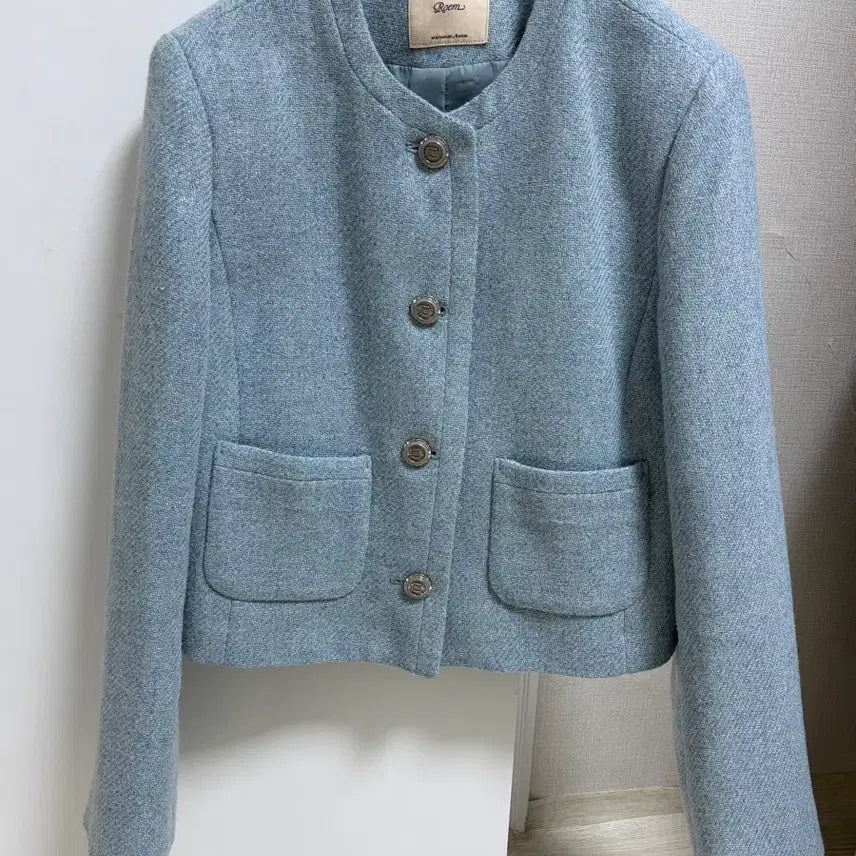 [BUNJANG] ROEM Sky Blue Tweed Jacket / 로엠 하늘색 트위드 자켓