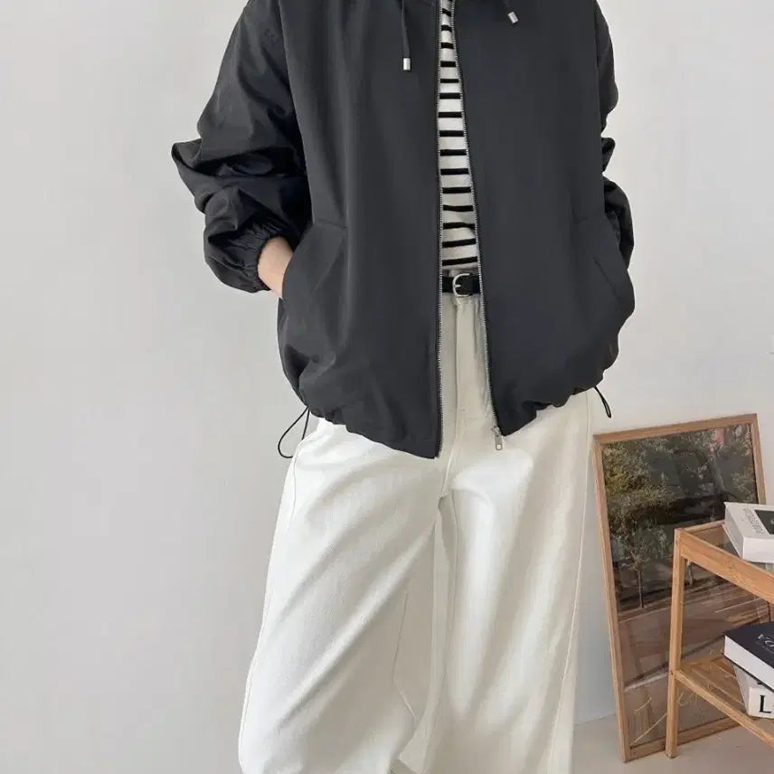 [BUNJANG] Unisex Zip-Up Jacket / 새상품) 블랙 숏 기장 집업 자켓