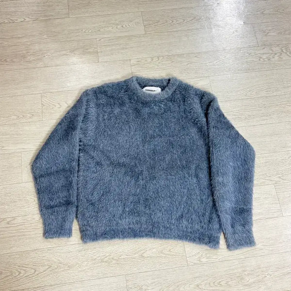 [BUNJANG] NOMANUAL Angora Knit Blue/Gray / 노매뉴얼 앙고라 니트 그레이블루