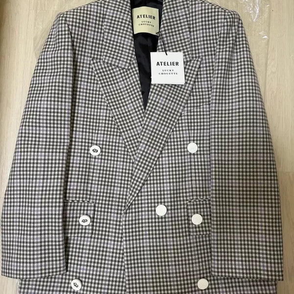 [BUNJANG] Atelier Lucky Princess Check Double Jacket 36 / (새제품)아뜰리에 럭키 프린세스 체크 더블 자켓 36