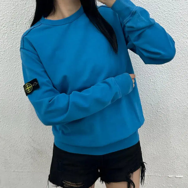 [BUNJANG] Stone Island Side Patch Blue Sweatshirt / 스톤아일랜드 사이드패치 블루 맨투맨