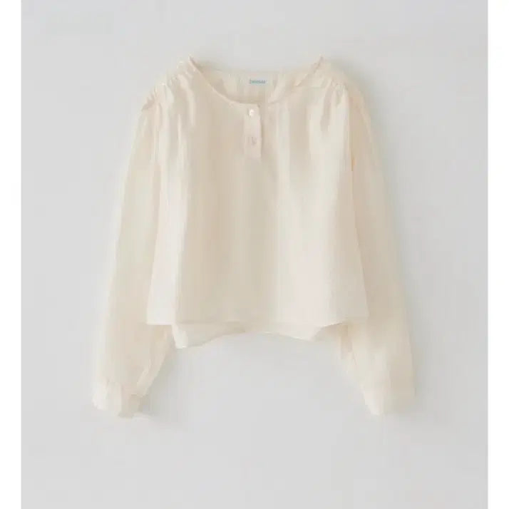 [BUNJANG] Tannat Henry Neck Button Blouse - Cream / 타낫 헨리넥 버튼 블라우스 - 크림