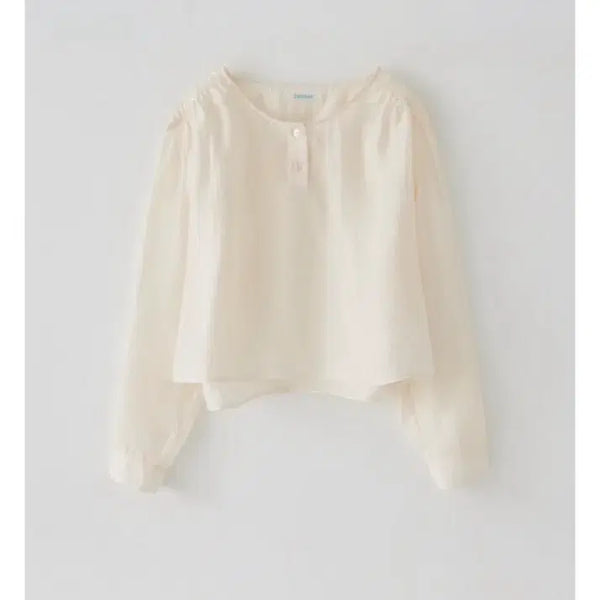 [BUNJANG] Tannat Henry Neck Button Blouse - Cream / 타낫 헨리넥 버튼 블라우스 - 크림