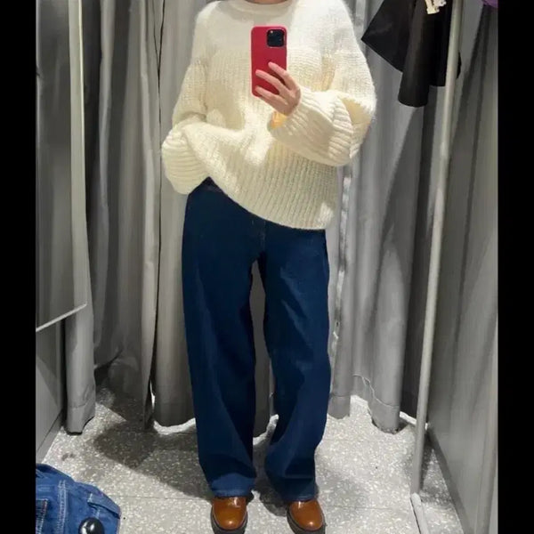 [BUNJANG] ARKET Oversized Two-Tone Wool Blend Knit Sweater M / 미착용/아르켓 울+알파카+모헤어 오버핏/투톤/M