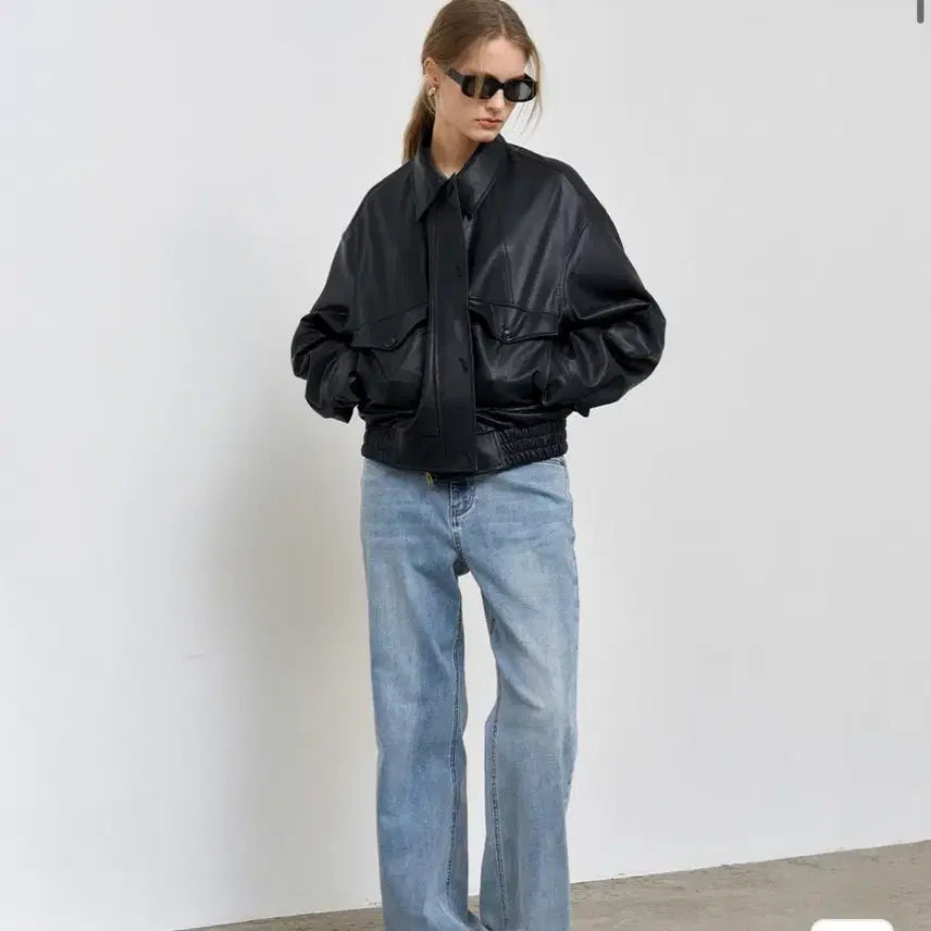 [BUNJANG] General Idea Eco Leather Jacket Black / 제너럴아이디어 에코 레더자켓 블랙