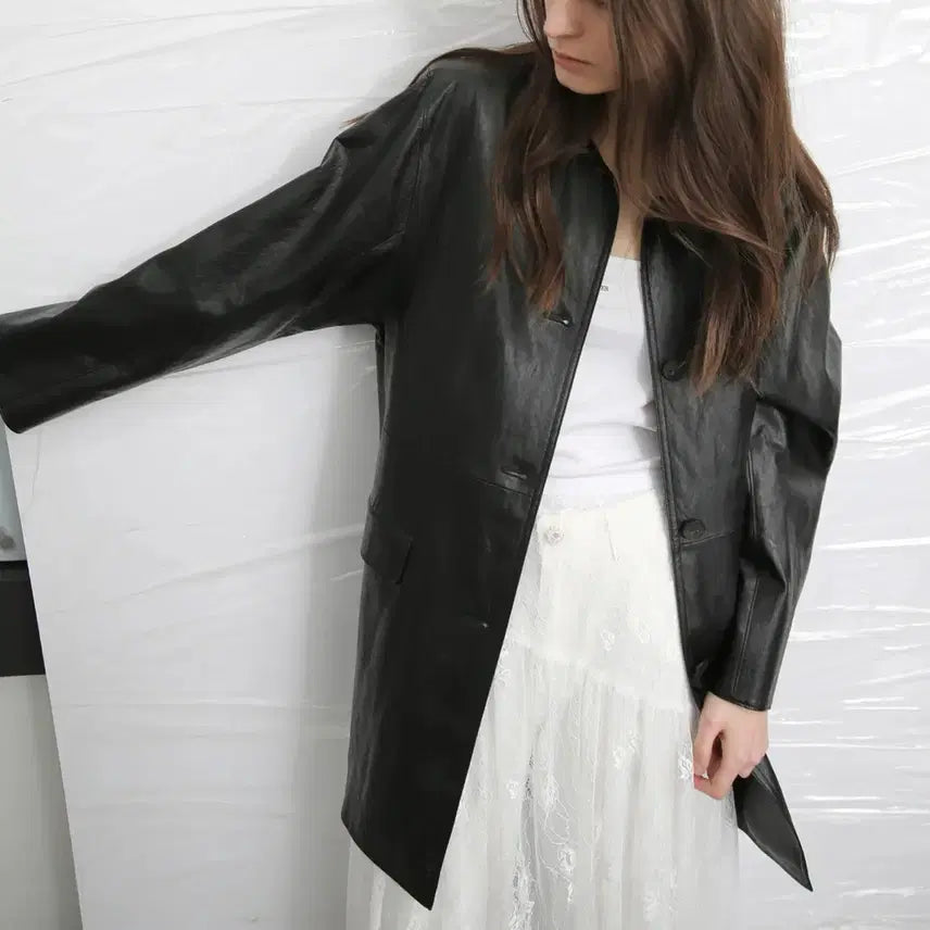 [BUNJANG] LEBA Faux Leather Half Jacket / 르바 Faux Leather Half Jacket 가죽 레더자켓