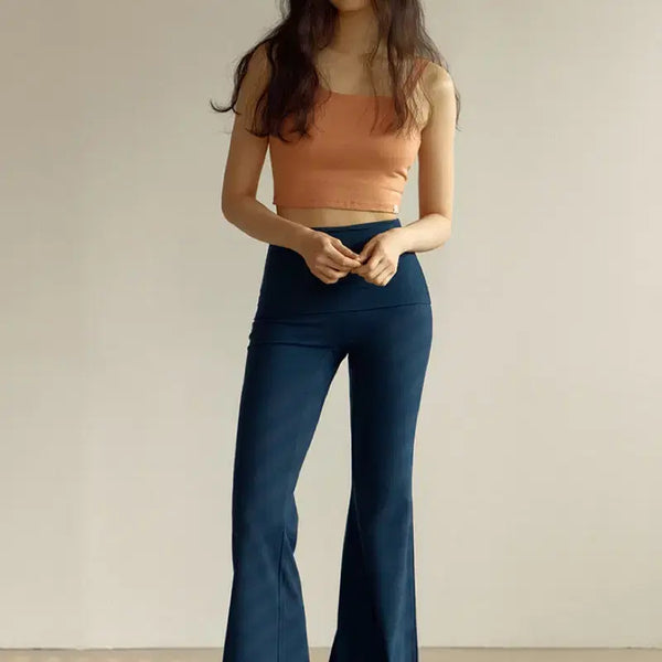 [BUNJANG] Diyani High-Waisted Bootcut Pants (Deep Sea, Size S) / 디야니 하이웨스트 부츠컷 팬츠 S 판매합니다!