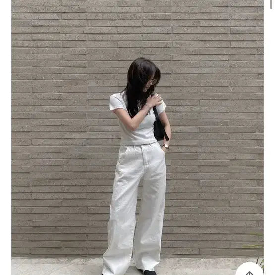 [BUNJANG] White Wide Leg Pants - Basic M Size / [새상품] 화이트 와이드 팬츠
