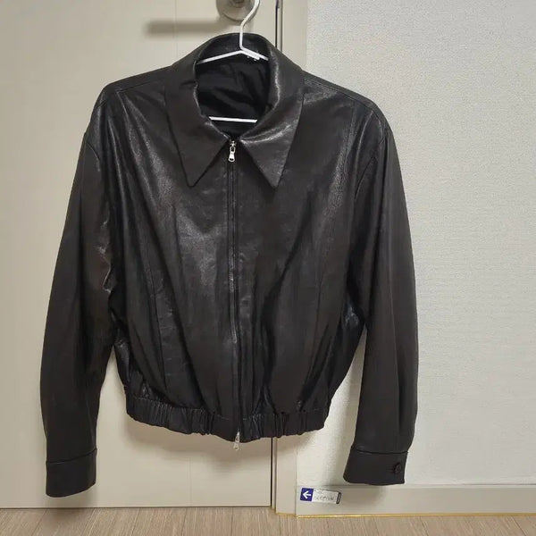 [BUNJANG] Coour Lambskin Leather Blouson Jacket Black / 쿠어 램스킨 가죽 블루종 자켓 블랙